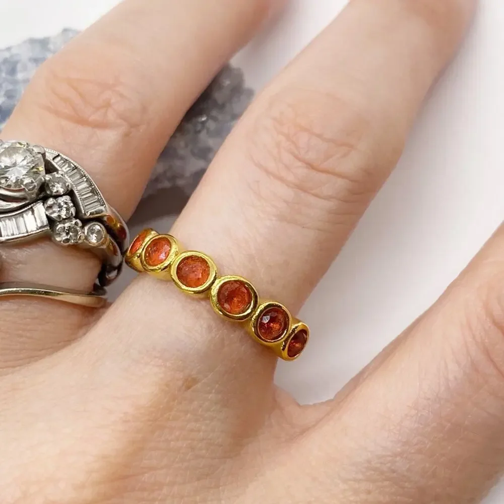 NEW Gold & Red Zirconium Gemstone Statement Ring - Picture 10 of 16